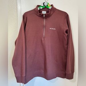 COLUMBIA HALF ZIP UP SWEATSHIRT MENS SIZE LARGE BURGUNDY MAROON